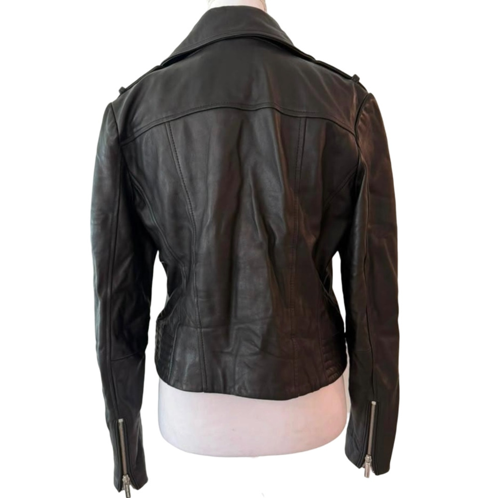 Michael Kors Black Moto Biker Zipper Pockets Asymmetrical Jacket Size Medium - Picture 3 of 10